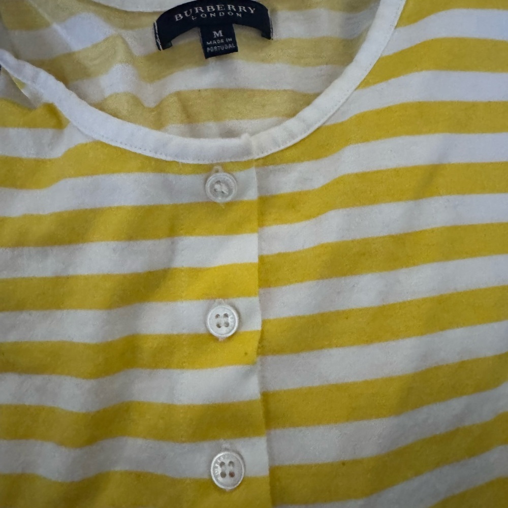 Burberry Yellow and White Striped Button-Up Shirt